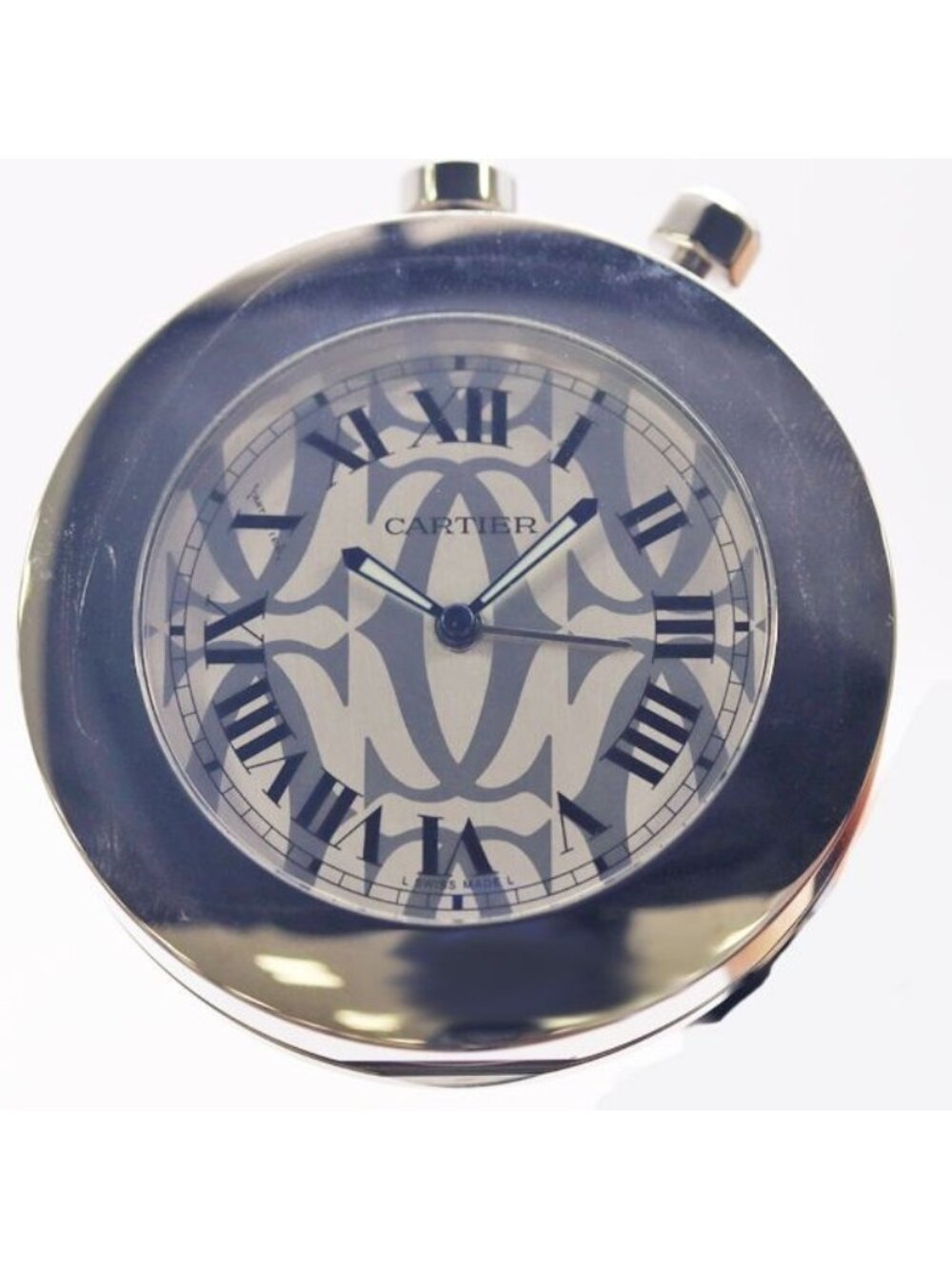 Cartier Pasha Travel Clock Silver Dial Table Watch